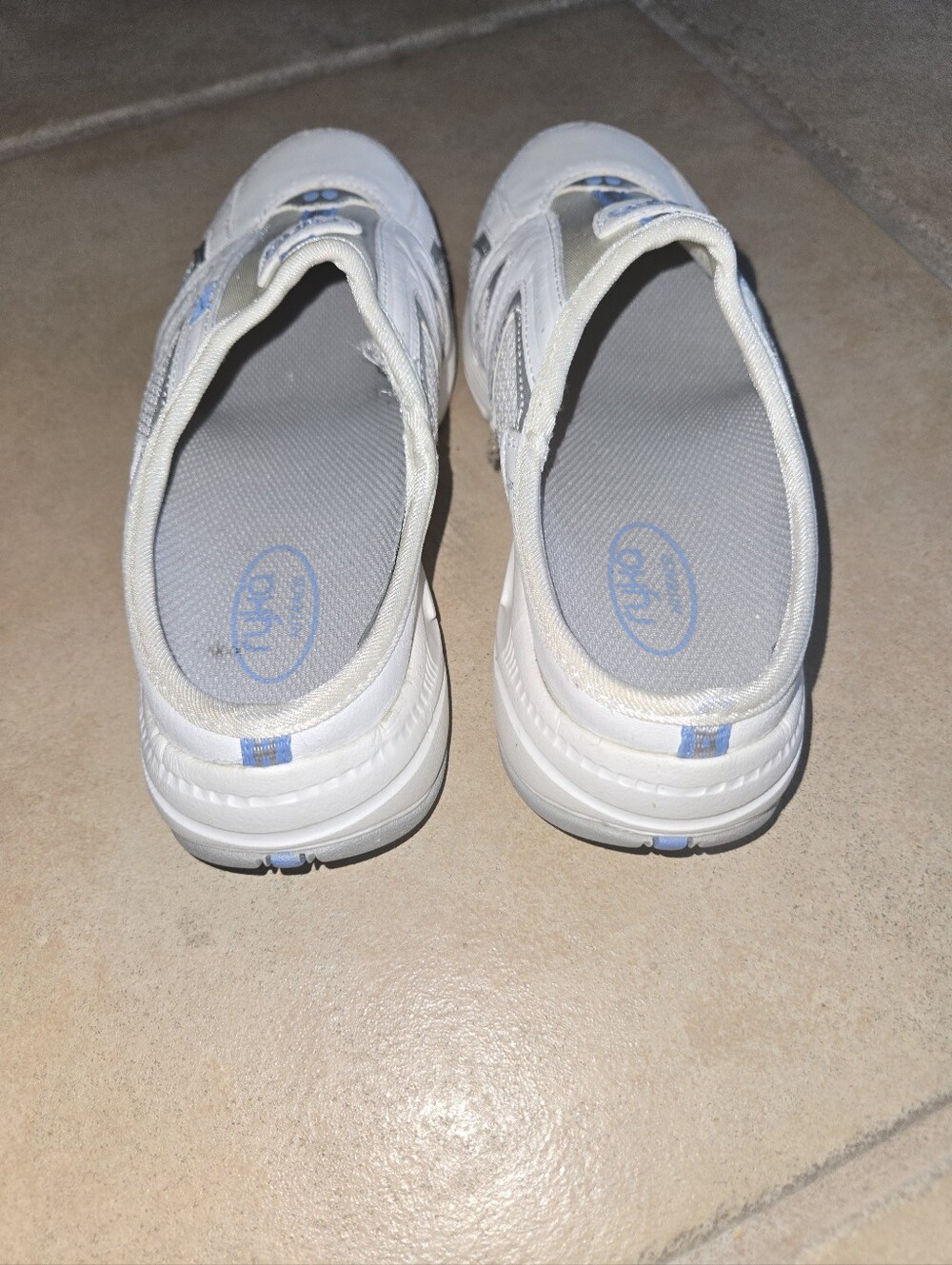 Ryka Rocker White & Light Blue Slip-On Sneakers Mules EUC size 5 - Picture 5 of 10